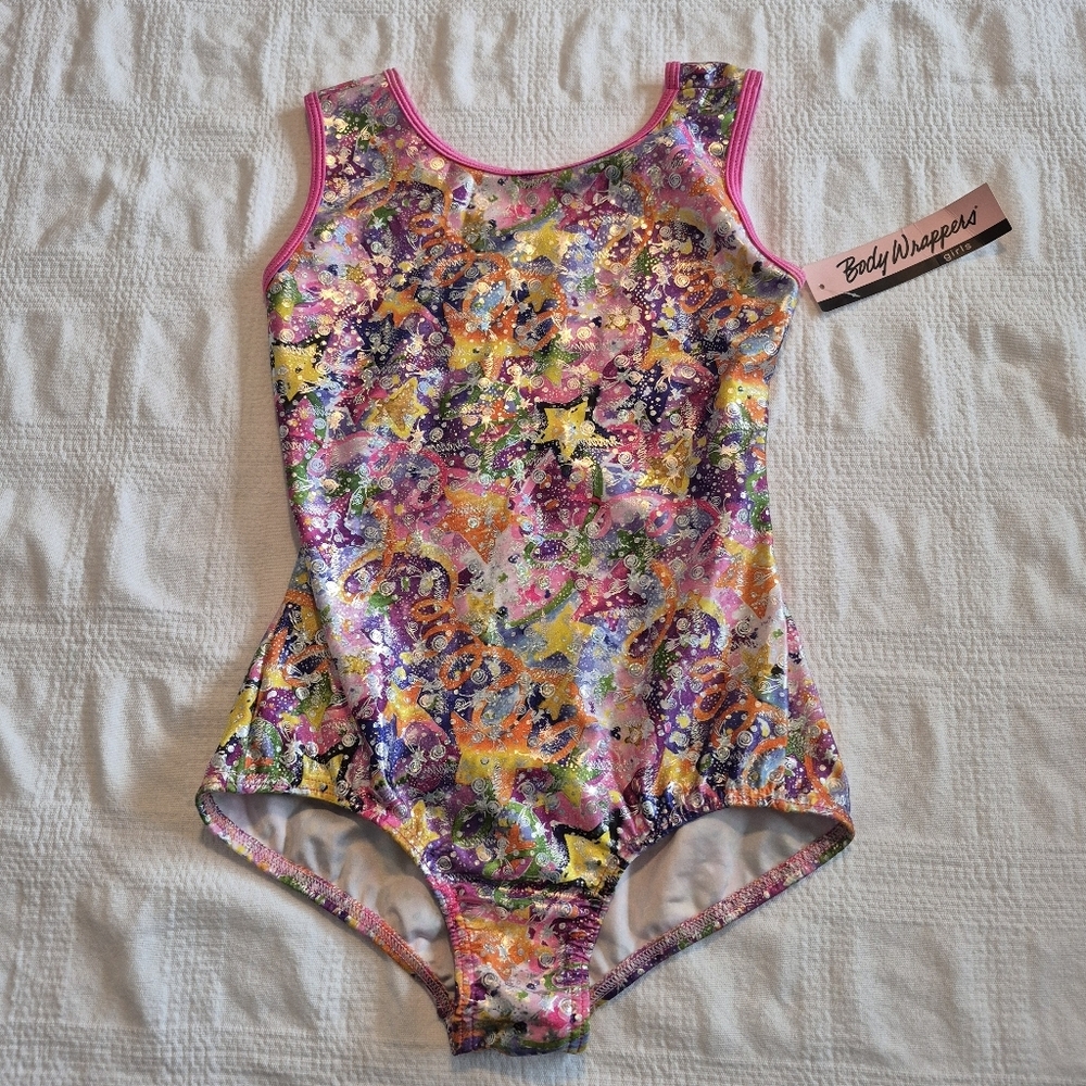 Body Wrappers girls size 12-14 or 16 multi colored gynastic dance bodysuit NWT